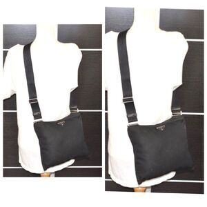 PRADA Nylon Leather Crossbody Shoulder Bag 💼 Black #20